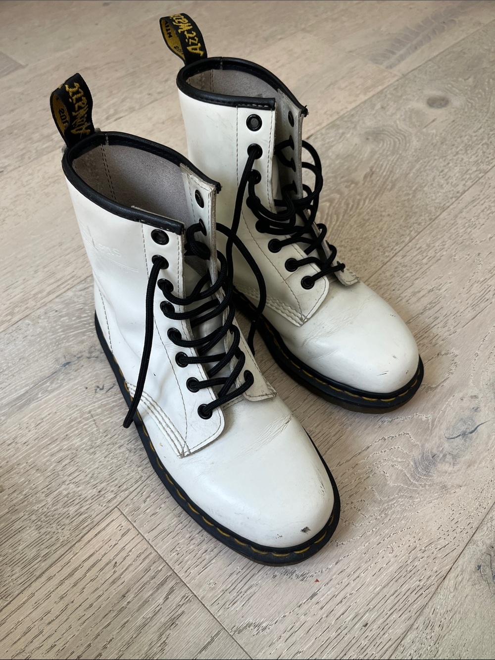 Dr. Martens White Smooth Leather 1460 Lace Up Boots 6